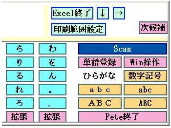 操作予測候補として「Excel終了」「↓」「→」「印刷範囲設定」が表示されている